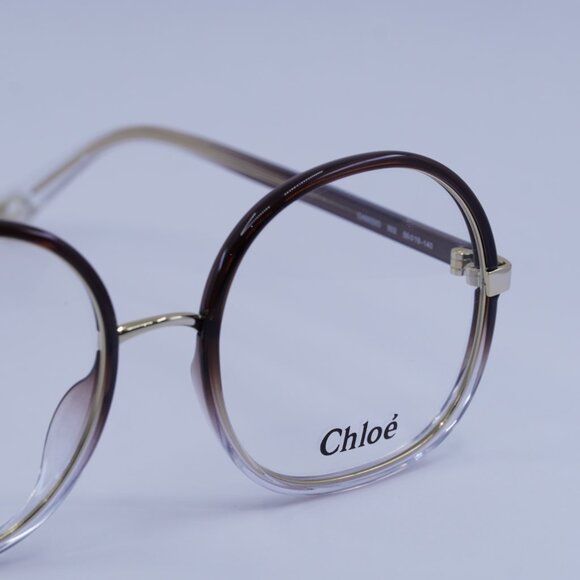 Chloe CH0032O 002 Eyeglasses Brown Gradient 55mm Round Frame - Picture 2 of 11